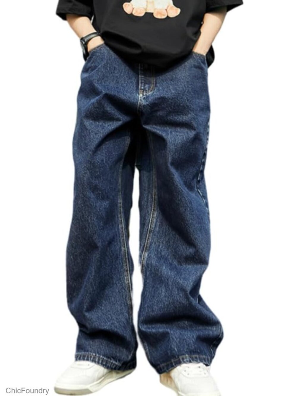 Baggy Y2K Skater Wide Leg Jeans Loose Fit Denim Pants for Unisex